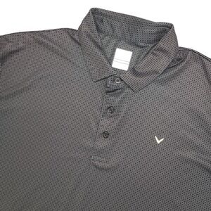 Callaway Polo Shirt Mens 2XL Gray Opti-Dri Check Golf Performance Stretch Knit